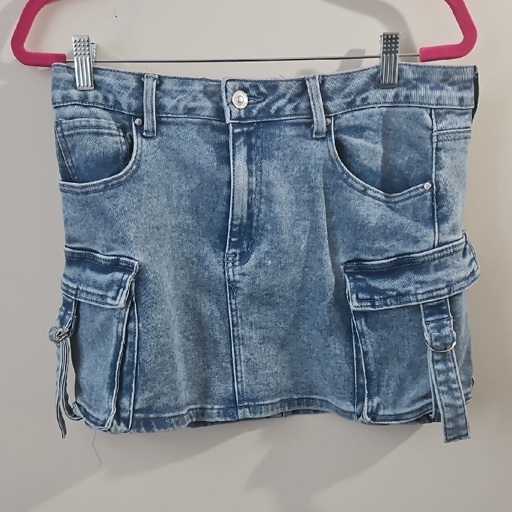Wax Jean Blue Denim Mini Skirt